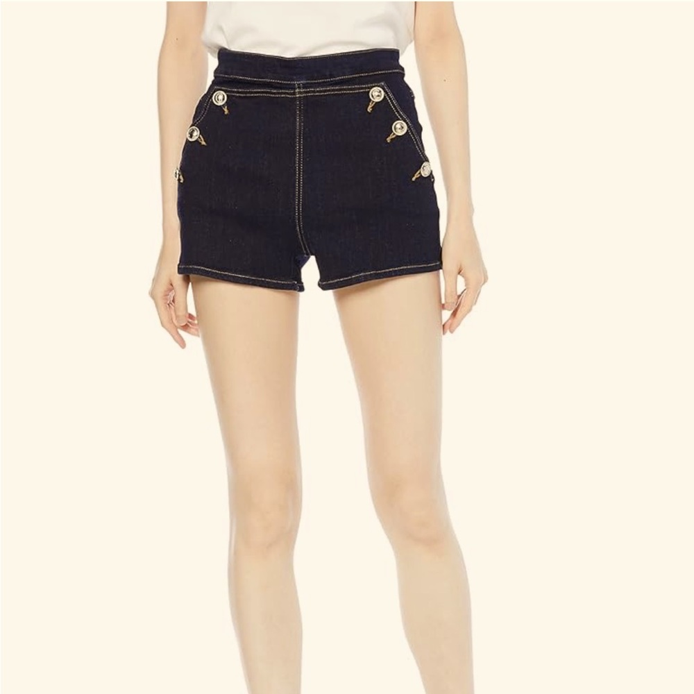 Size 25 GUESS Dark Blue Janae Super High Waisted Denim Jean Shorts Like New Sexy